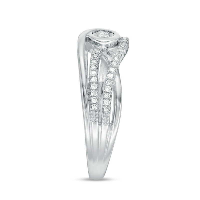 Main Image 3 of Interwoven™ 0.20 CT. T.W. Diamond Promise Ring in 10K White Gold - Size 7