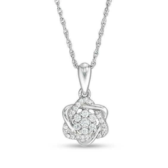 0.145 CT. T.W. Composite Diamond Love Knot Pendant in 10K White Gold