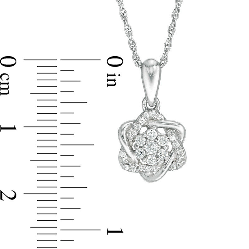 0.145 CT. T.W. Composite Diamond Love Knot Pendant in 10K White Gold