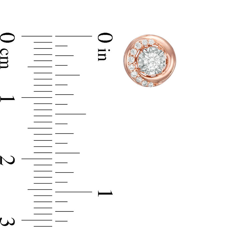 Main Image 2 of 0.25 CT. T.W. Diamond Orbit Stud Earrings in 10K Rose Gold