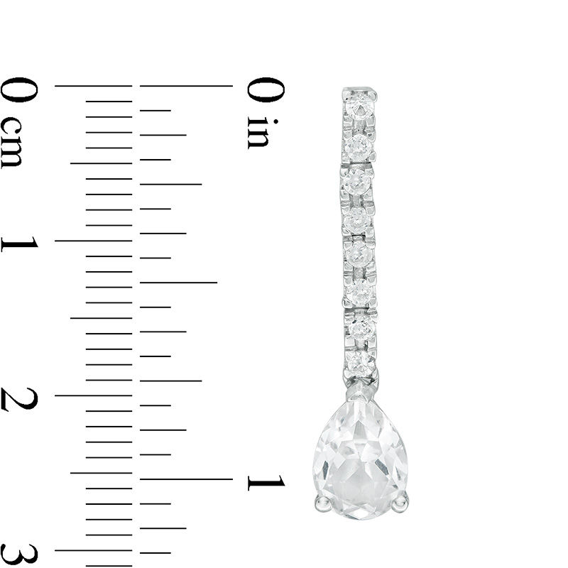 Main Image 2 of Pear-Shaped Lab-Created White Sapphire Drop Earrings in 10K White Gold