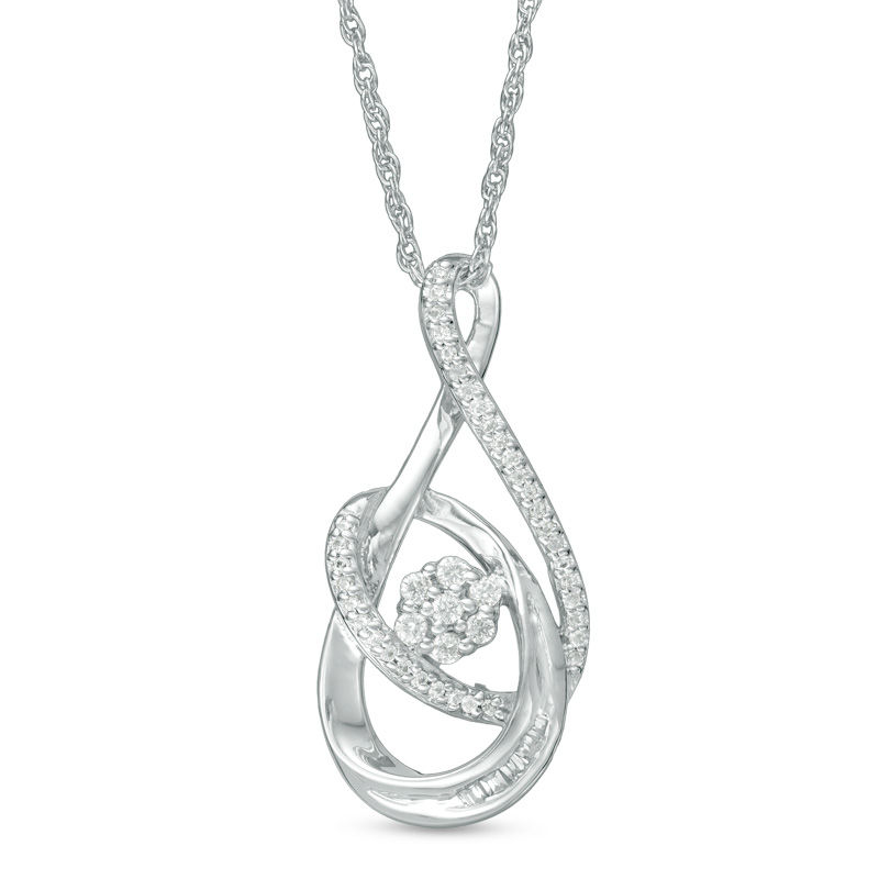 0.115 CT. T.W. Composite Diamond Teardrop Loop Pendant in 10K White Gold