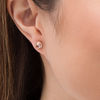 Thumbnail Image 2 of 5.0mm Morganite and 0.086 CT. T.W. Diamond Frame Stud Earrings in 10K Rose Gold