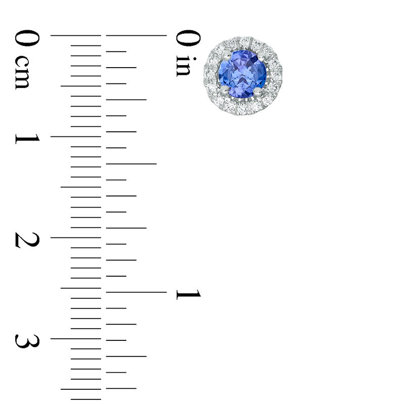 Main Image 2 of Tanzanite and 0.086 CT. T.W. Diamond Frame Stud Earrings in 10K White Gold
