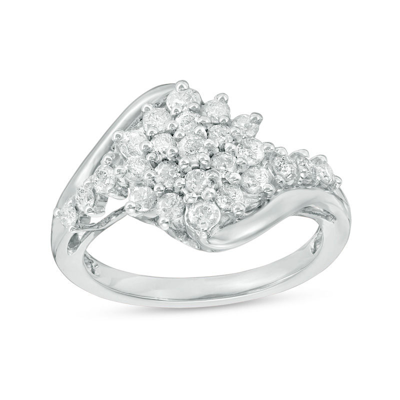 0.69 CT. T.W. Composite Diamond Starburst Bypass Engagement Ring in 10K White Gold