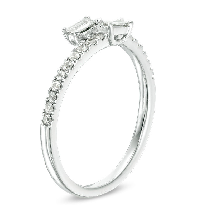 Ever Usâ¢ 0.25 CT. T.W. Two-Stone Baguette Diamond Bypass Ring in 10K White Gold
