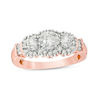 Thumbnail Image 1 of 0.57 CT. T.W. Diamond Three Stone Frame Collar Engagement Ring in 10K Rose Gold