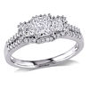 Thumbnail Image 1 of 0.98 CT. T.W. Radiant-Cut Diamond Three Stone Frame Engagement Ring in 14K White Gold