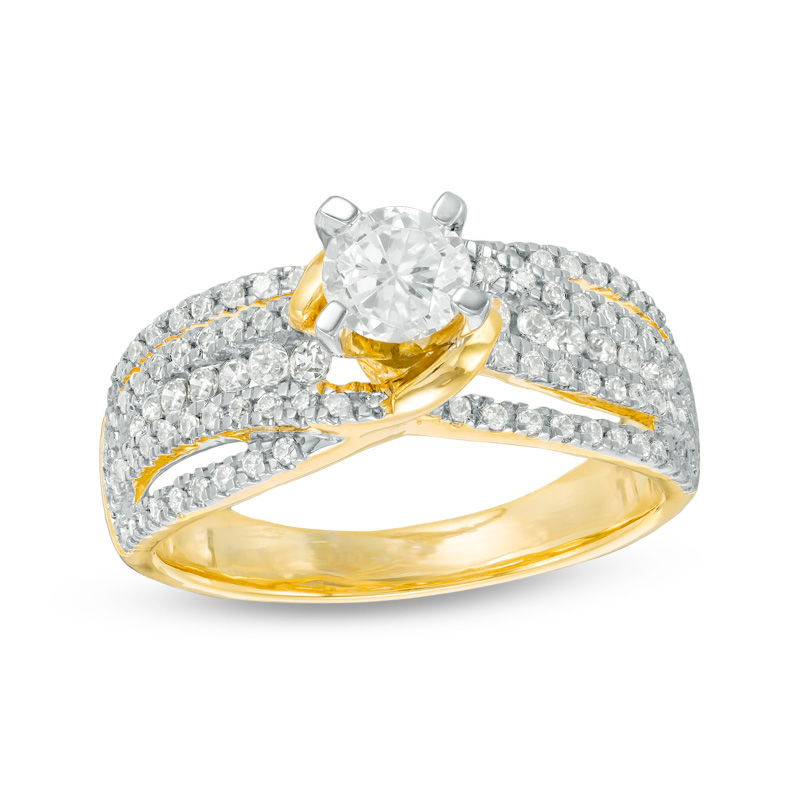 0.95 CT. T.W. Diamond Bypass Multi-Row Engagement Ring in 10K Gold|Peoples Jewellers