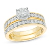 Thumbnail Image 0 of 0.145 CT. T.W. Diamond Frame Bridal Set in Sterling Silver with 14K Gold Plate