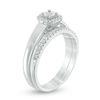 0.18 CT. T.W. Diamond Cushion Frame Bridal Set in Sterling Silver