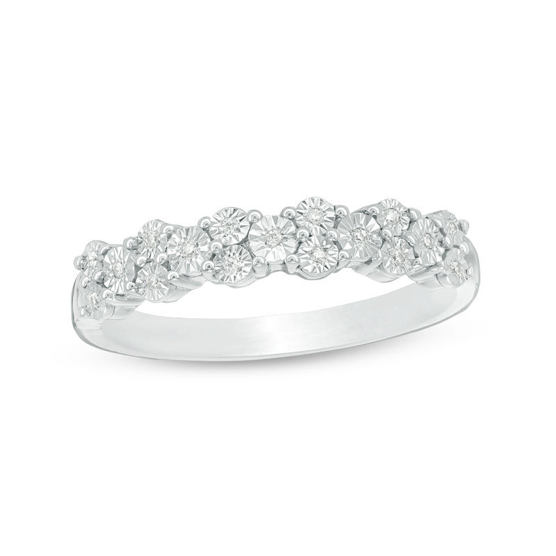 0.04 CT. T.W. Diamond Alternating Band in 10K White Gold