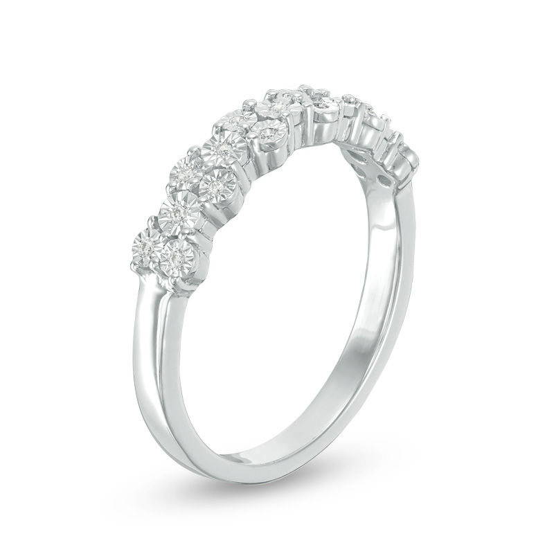 0.04 CT. T.W. Diamond Alternating Band in 10K White Gold