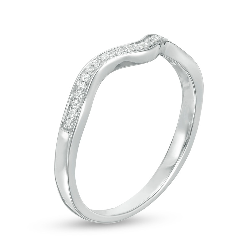 0.065 CT. T.W. Diamond Wavy Contour Wedding Band in 10K White Gold