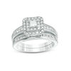 Thumbnail Image 0 of 0.58 CT. T.W. Princess-Cut Diamond Double Frame Bridal Set in 10K White Gold