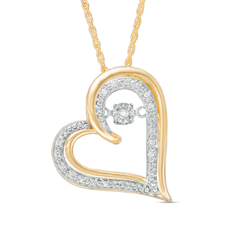 Unstoppable Love™ 0.065 CT. T.W. Diamond Tilted Heart Pendant in 10K Gold