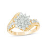 Thumbnail Image 0 of 0.69 CT. T.W. Composite Diamond Starburst Bypass Engagement Ring in 10K Gold