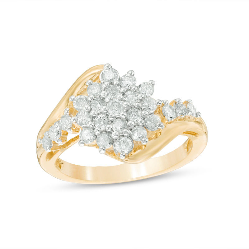 0.69 CT. T.W. Composite Diamond Starburst Bypass Engagement Ring in 10K Gold