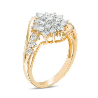 0.69 CT. T.W. Composite Diamond Starburst Bypass Engagement Ring in 10K Gold