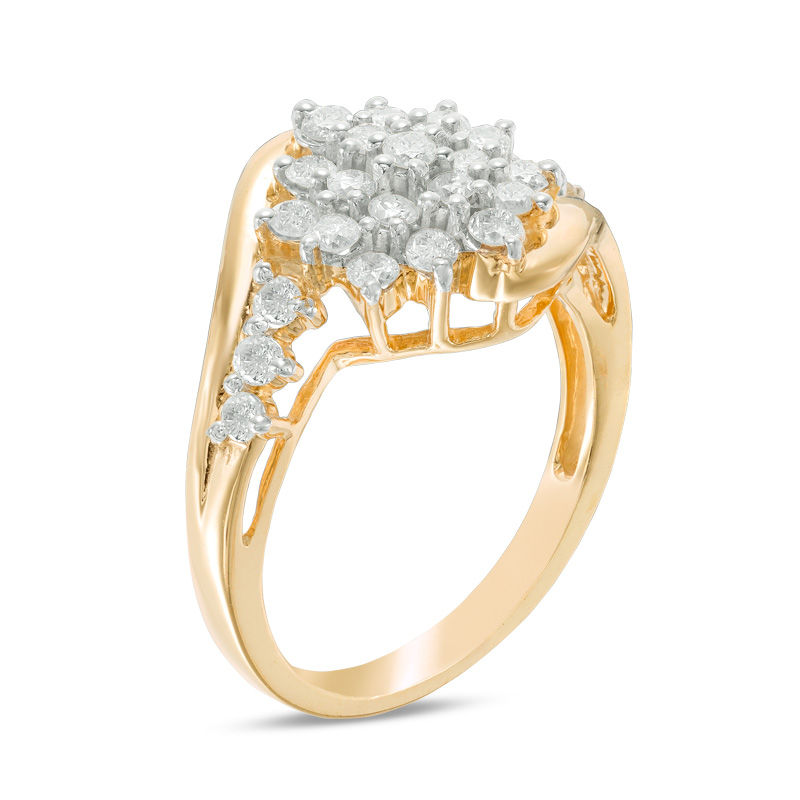 0.69 CT. T.W. Composite Diamond Starburst Bypass Engagement Ring in 10K Gold