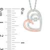Thumbnail Image 1 of Unstoppable Love™ 0.065 CT. T.W. Diamond Tilted Double Heart Pendant in Sterling Silver and 10K Rose Gold