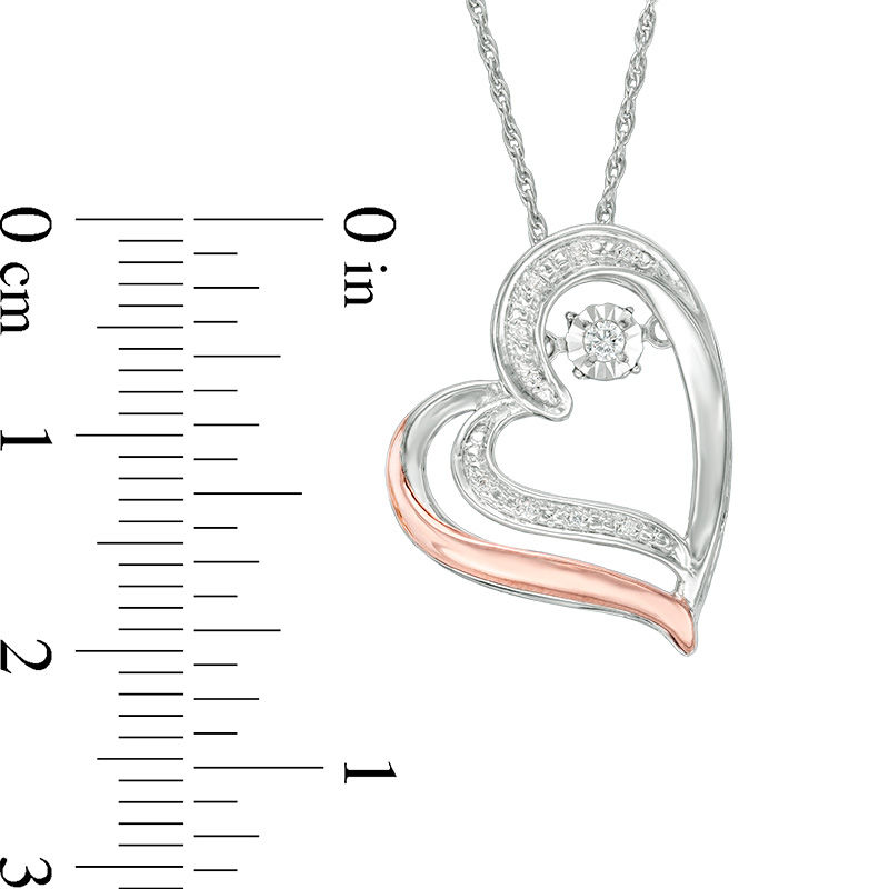 Unstoppable Love™ Diamond Accent Tilted Heart Pendant in Sterling Silver and 10K Rose Gold