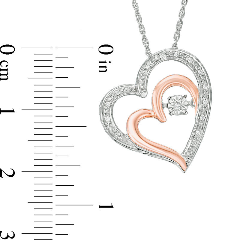Unstoppable Love™ Diamond Accent Tilted Double Heart Pendant in Sterling Silver and 10K Rose Gold