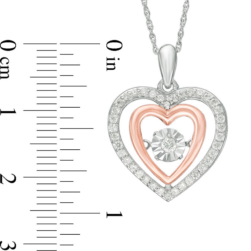Unstoppable Love™ 0.37 CT. T.W. Diamond Double Heart Pendant in Sterling Silver and 10K Rose Gold