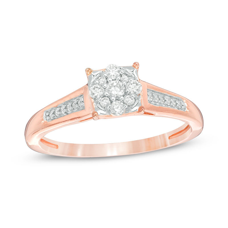 0.18 CT. T.W. Multi-Diamond Cushion Promise Ring in 10K Rose Gold|Peoples Jewellers