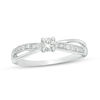 Thumbnail Image 0 of 0.145 CT. T.W. Diamond Crossover Promise Ring in 10K White Gold