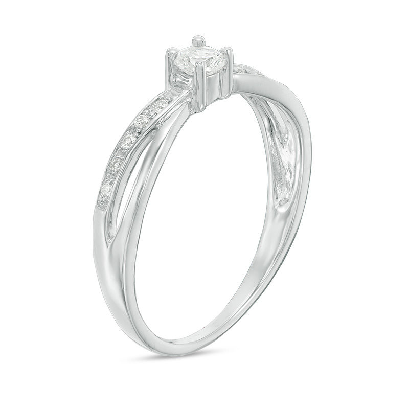 0.145 CT. T.W. Diamond Crossover Promise Ring in 10K White Gold