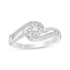 Thumbnail Image 0 of 0.18 CT. T.W. Diamond Frame Swirl Bypass Promise Ring in 10K White Gold