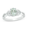Thumbnail Image 1 of Oval Aquamarine and Diamond Accent Heart Sides Promise Ring in Sterling Silver