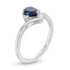 Thumbnail Image 2 of Pear-Shaped Lab-Created Blue Sapphire and 0.04 CT. T.W. Diamond Chevron Promise Ring in Sterling Silver