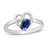 Thumbnail Image 0 of Oval Lab-Created Blue Sapphire and Diamond Accent Heart Promise Ring in Sterling Silver