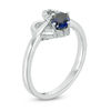 Thumbnail Image 1 of Oval Lab-Created Blue Sapphire and Diamond Accent Heart Promise Ring in Sterling Silver