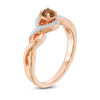 Thumbnail Image 1 of Smoky Quartz and 0.065 CT. T.W. Diamond Frame Promise Ring in 10K Rose Gold