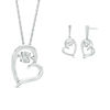 Thumbnail Image 0 of Unstoppable Love™ 0.04 CT. T.W. Diamond Heart Pendant and Drop Earrings Set in Sterling Silver