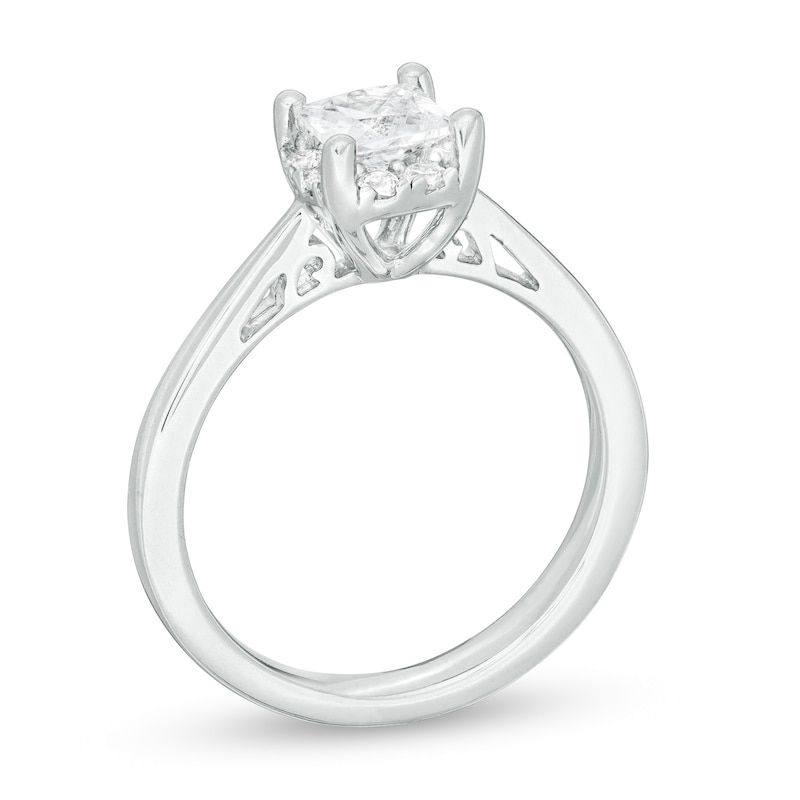 Main Image 3 of 1.00 CT. T.W. Certified Canadian Princess-Cut Diamond Frame Engagement Ring in 14K White Gold (I/I1)