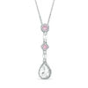 Thumbnail Image 0 of Pear-Shaped Lab-Created White and Pink Sapphire Vintage-Style Drop Pendant in Sterling Silver
