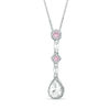 Thumbnail Image 1 of Pear-Shaped Lab-Created White and Pink Sapphire Vintage-Style Drop Pendant in Sterling Silver
