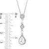 Thumbnail Image 1 of Pear-Shaped Lab-Created White and Pink Sapphire Vintage-Style Drop Pendant in Sterling Silver