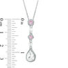 Thumbnail Image 2 of Pear-Shaped Lab-Created White and Pink Sapphire Vintage-Style Drop Pendant in Sterling Silver