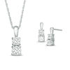 Thumbnail Image 0 of Lab-Created White Sapphire Duo Pendant and Earrings Set in Sterling Silver