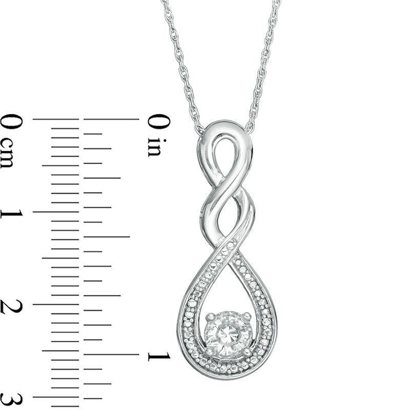 Main Image 2 of Lab-Created White Sapphire and Beaded Cascading Infinity Pendant and Drop Earrings Set in Sterling Silver