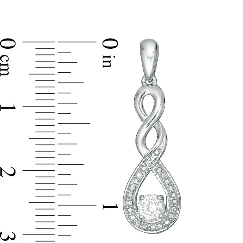 Main Image 3 of Lab-Created White Sapphire and Beaded Cascading Infinity Pendant and Drop Earrings Set in Sterling Silver