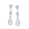 Thumbnail Image 1 of Pear-Shaped Lab-Created White and Pink Sapphire Vintage-Style Drop Earrings in Sterling Silver