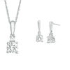 Thumbnail Image 0 of Lab-Created White Sapphire Duo Pendant and Drop Earrings Set in 10K White Gold