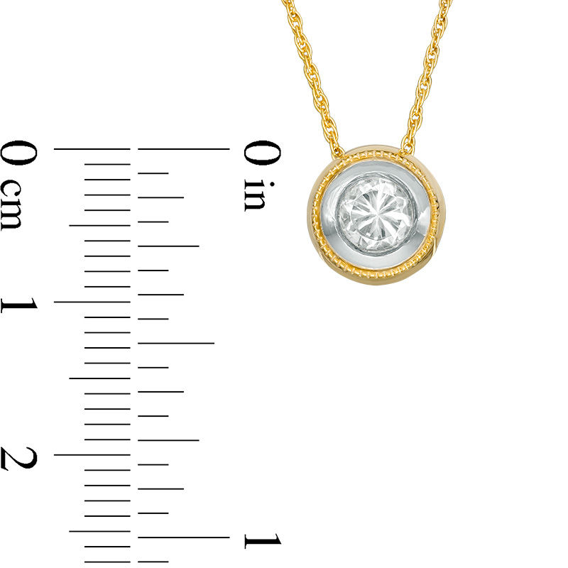 Main Image 3 of Lab-Created White Sapphire Solitaire Vintage-Style Pendant and Stud Earrings Set in Sterling Silver and 14K Gold Plate