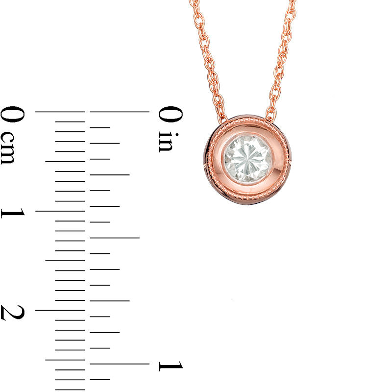 Lab-Created White Sapphire Solitaire Vintage-Style Pendant and Earrings Set in Sterling Silver with 14K Rose Gold Plate